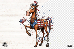 Whimsical Patriotic Horse - Funny Horse Clipart Product Image 1
