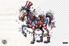 Whimsical Patriotic Horse - Funny Horse Clipart Product Image 1