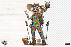 Whimsical Hiking Summer Grandma PNG - Hiking Clipart Product Image 1