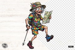 Whimsical Hiking Summer Grandma PNG - Hiking Clipart Product Image 1