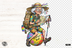 Whimsical Hiking Summer Grandma PNG - Hiking Clipart Product Image 1