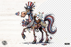 Whimsical Patriotic Horse - Funny Horse Clipart Product Image 1