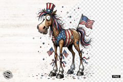 Whimsical Patriotic Horse - Funny Horse Clipart Product Image 1