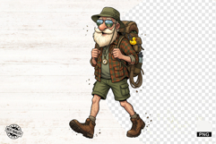 Whimsical Hiking Summer Grandpa PNG - Hiking Clipart Product Image 1