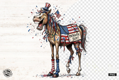 Whimsical Patriotic Horse - Funny Horse Clipart Product Image 1
