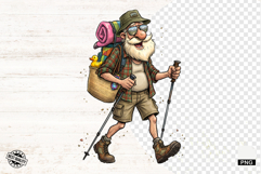 Whimsical Hiking Summer Grandpa PNG - Hiking Clipart Product Image 1