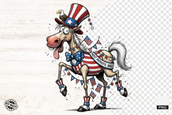 Whimsical Patriotic Horse - Funny Horse Clipart Product Image 1
