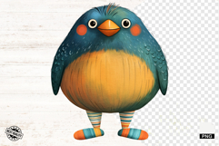 Quirky Whimsical Summer Bird Png Sublimation - Birds Clipart Product Image 1