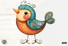 Quirky Whimsical Summer Bird Png Sublimation - Birds Clipart Product Image 1