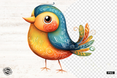 Quirky Whimsical Summer Bird Png Sublimation - Birds Clipart Product Image 1