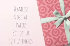 Seamless Valentine Papers Love and Xoxo 10 PNG files Product Image 13