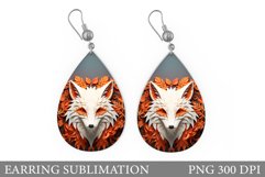 Fox Teardrop Earring Design. Fall Fox Earring Sublimation Product Image 1