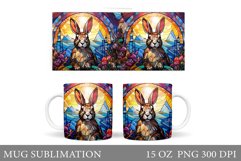 Stained Glass Bunny Mug Design. Bunny Mug Wrap Sublimation Product Image 1