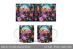 Flowers Mug Wrap Sublimation. Stained Glass Flowers Mug Wrap Product Image 1