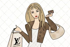 Shopping Girl Watercolor Clipart Product Image 8