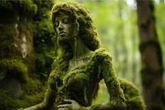 Mystical statue of a woman draped in moss blends with the na Product Image 1