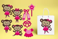 Pink ballerina cute tutu girl monkeys graphic illustrations Product Image 1