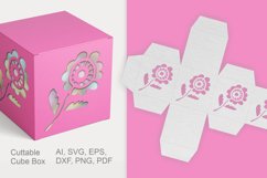 Cuttable Cube Gift Box with Flower Shape Holes SVG Product Image 2