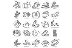 Pasta icon set, outline style Product Image 1