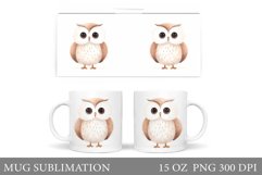 Cute Owl Mug Wrap Design. Owl Mug Wrap Sublimation Product Image 1