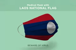 Medical Mask with Laos Latvia Lebanon Liberia Nation Flags Product Image 2