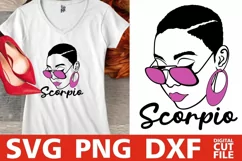 Scorpio Zodiac Sign svg, Black Woman in Glasses, Short Hair Product Image 2