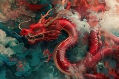 Majestic red dragon in mystical clouds Product Image 1