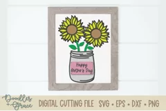 Layered Mother's Day Sunflower - SVG - PNG - EPS - DX Product Image 2