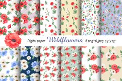 Watercolor wildflowers seamless pattern digital paper Product Image 1