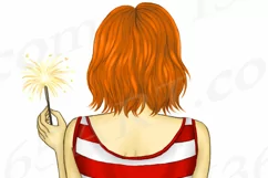 4th of July Fashion Clipart, Ginger Red, Independence Day Product Image 2