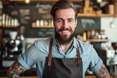 Charismatic Attractive man barista. Generate Ai Product Image 1