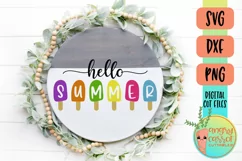 Hello Summer SVG, Popsicles SVG, Sign Shirt Tote Pillow Product Image 3