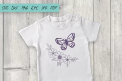 Butterfly and flowers SVG, Butterfly SVG, Flower SVG Product Image 2