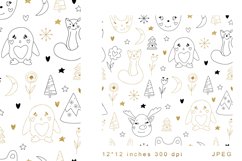 Scandi Animals Digital Paper. Baby Animals Seamless Pattern Product Image 1