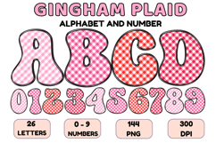 Gingham Plaid Alphabet Letters &amp; Numbers Clipart PNG 300DPI Product Image 1