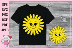 Sun svg, Sun clipart, Cute sun svg file, Sun face svg Product Image 1