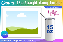 15oz Skinny Tumbler Canva Template, 15oz Tumbler Wrap Product Image 1
