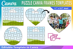 Puzzle Canva Frame Template, Heart Puzzle Frames Canva Product Image 1