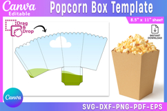 Pop Corn Box Template, Popcorn Box, Popcorn Box Blank Svg Product Image 1
