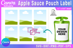 Apple Sauce Pouch Label, Canva Drag &amp; Drop, Juice Pouch Labe Product Image 1