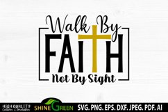 Christian SVG Walk By Faith Christian Quotes T-Shirt Design Product Image 2