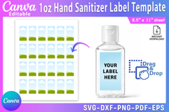 1oz Hand Sanitizer Label Canva Template | Printable Bottle L Product Image 1
