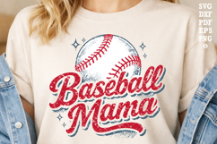Vintage Baseball Mama SVG, Distressed Script Baseball Mom Product Image 1