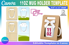 Canva 11oz Mug Holder Template, Mug Gift Box Carrier SVG PNG Product Image 1