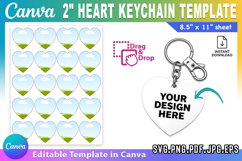 2" Heart Keychain Template Canva Editable Sublimation Keycha Product Image 1