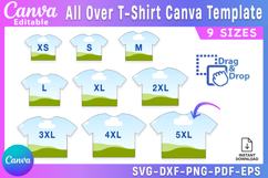 All Over T-Shirt Canva Template Bundle | 9 Sizes Editable Product Image 1
