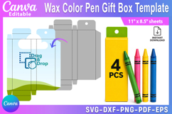 Editable 4pcs Wax Color Pen Gift Box Template for Canva Product Image 1