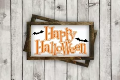 Happy Halloween w/Bats cut File - SVG DXF EPS AI PNG Product Image 3