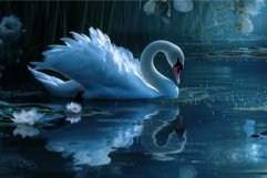 Serene swan in moonlit pond Product Image 1