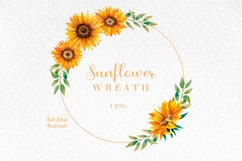 Sunflower wreath, Watercolor Sunflower Wreath png Product Image 1